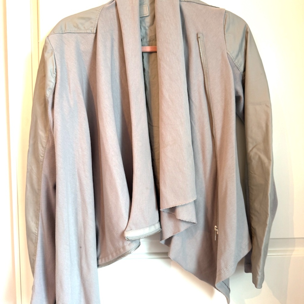 Blank NYC Gray Drapey Vegan Leather Moto Jacket Medium